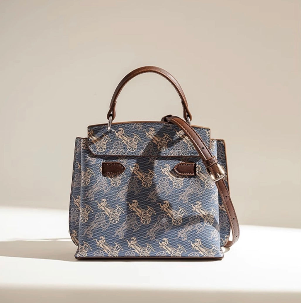 Carriage Blue Structured Top Handle Bag