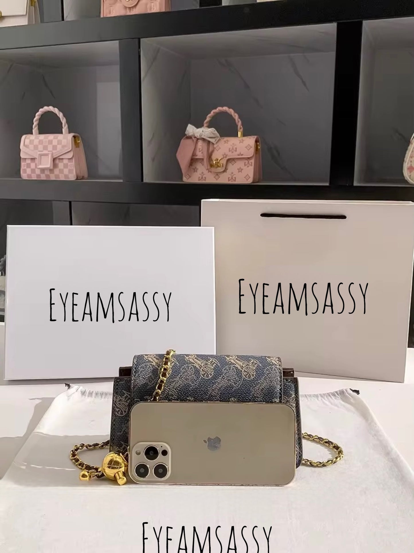 Gold-Chain Mini Crossbody Bag