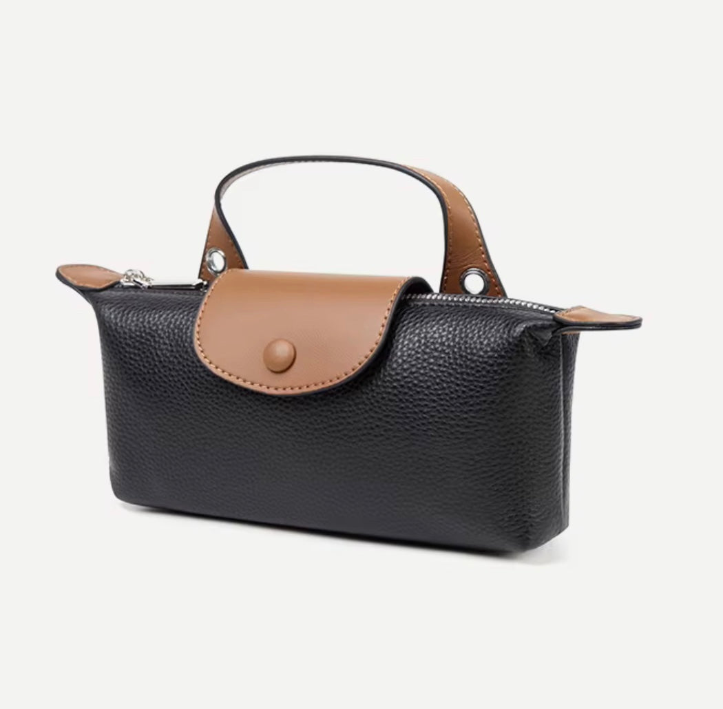Small Cowhide Genuine Leather Satchel Handbag