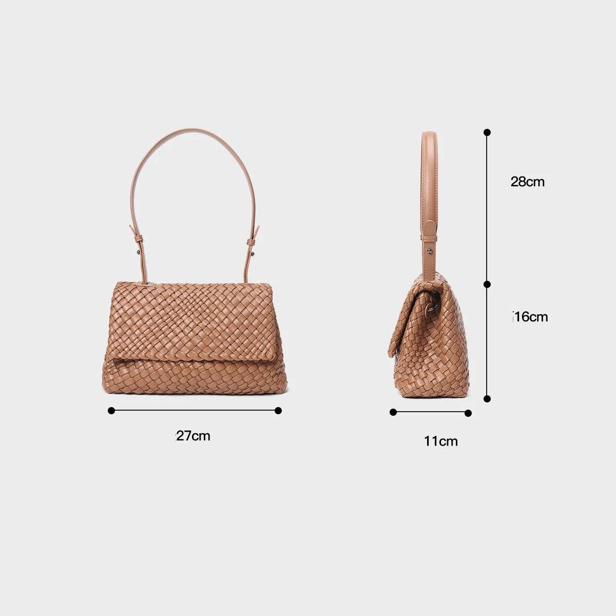 Woven Genuine Leather Tote Bag - Eyeamsassy