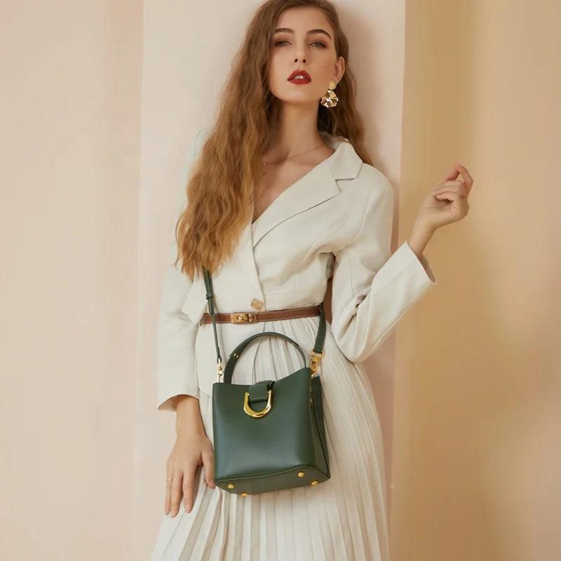 Genuine Leather Large Capacity Shoulder Bag - Eyeamsassy