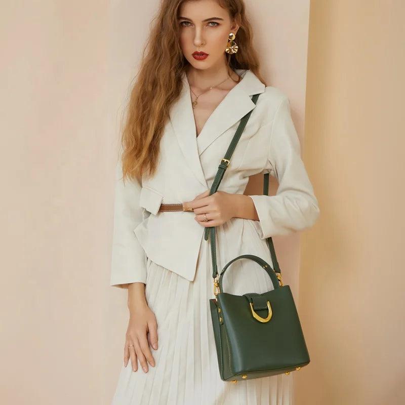 Genuine Leather Large Capacity Shoulder Bag - Eyeamsassy
