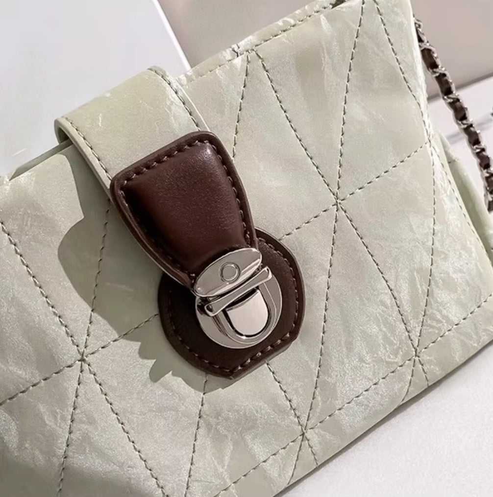 Metal Strap PU Leather Crossbody Bag