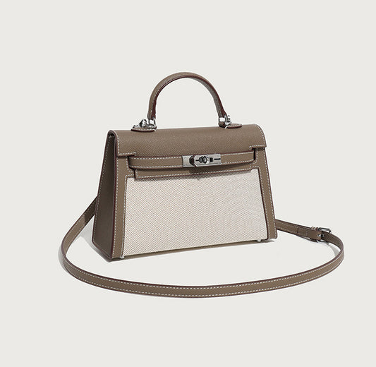 LINEN-PU Leather Handbag