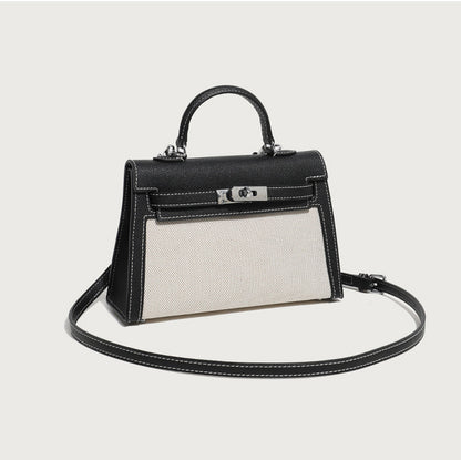 LINEN-PU Leather Handbag