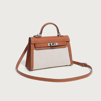 LINEN-PU Leather Handbag