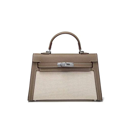 LINEN-PU Leather Handbag
