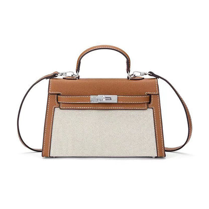 LINEN-PU Leather Handbag