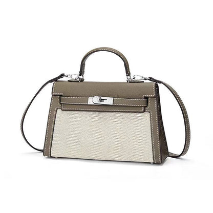 LINEN-PU Leather Handbag