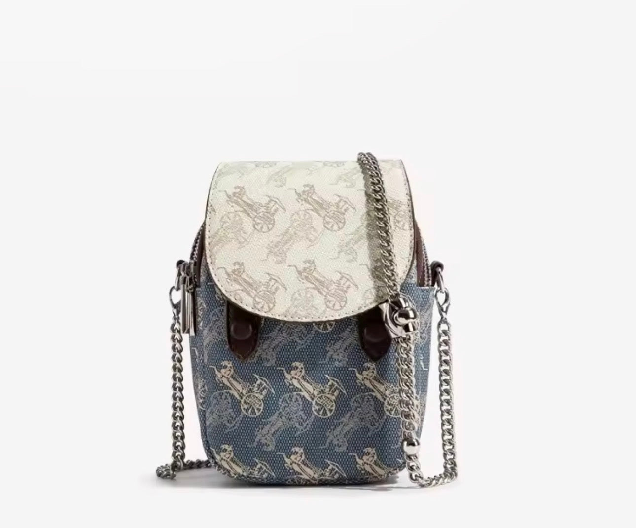 Carriage Blue Mini Chain Mobile Phone Bag