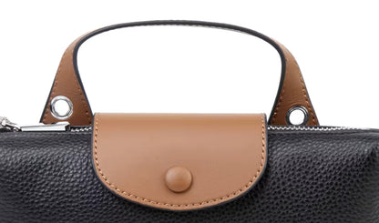 Small Cowhide Genuine Leather Satchel Handbag