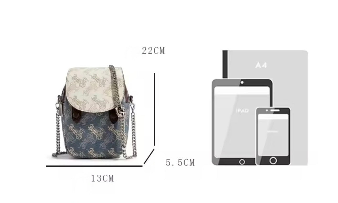 Carriage Blue Mini Chain Mobile Phone Bag