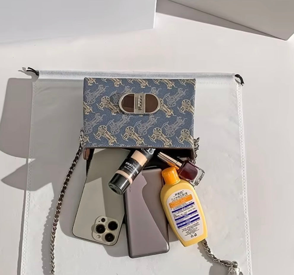 Carriage Blue Top Handle Cross-body Bag