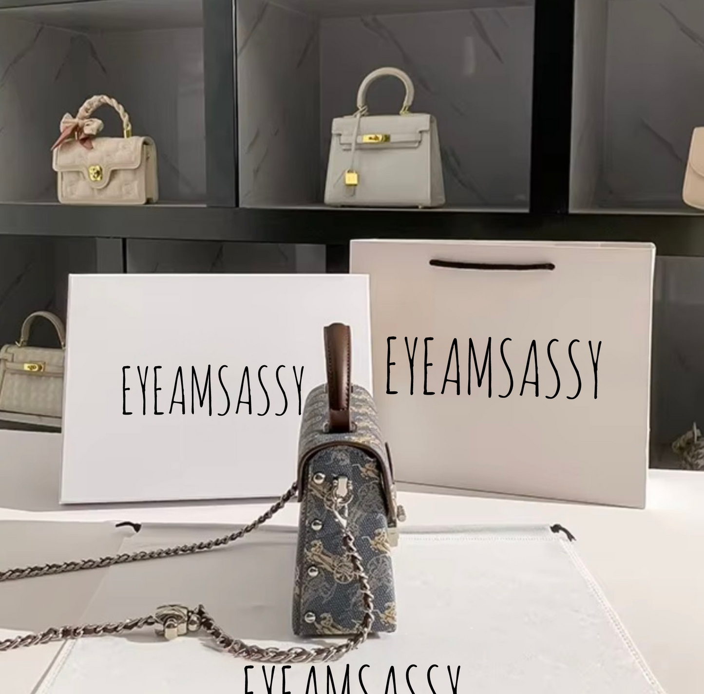 Carriage Blue Top Handle Cross-body Bag