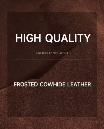 Frosted Cowhide Leather Plush Handle Shoulder Bag With Mini Coin Pouch