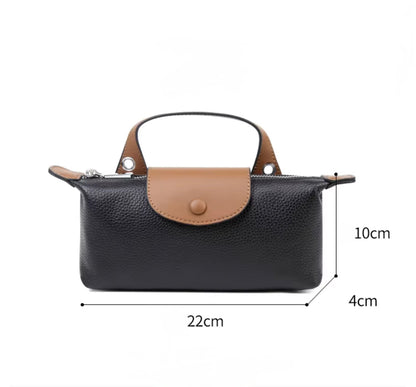 Small Cowhide Genuine Leather Satchel Handbag