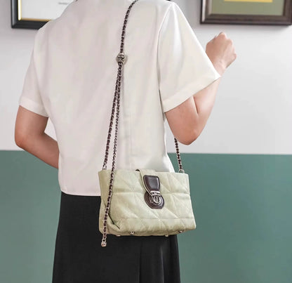 Metal Strap PU Leather Crossbody Bag