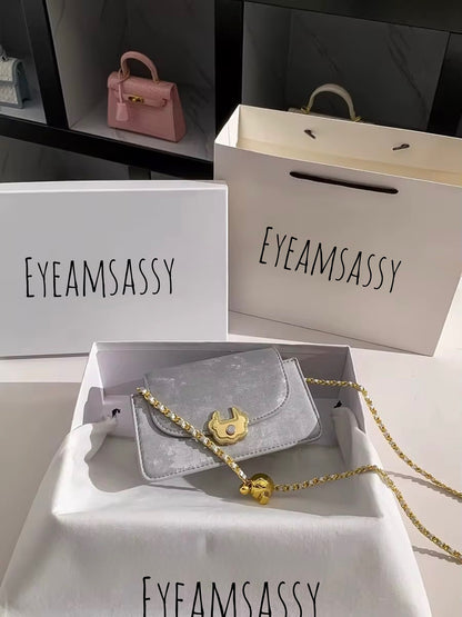 Gold-Chain Mini Crossbody Bag