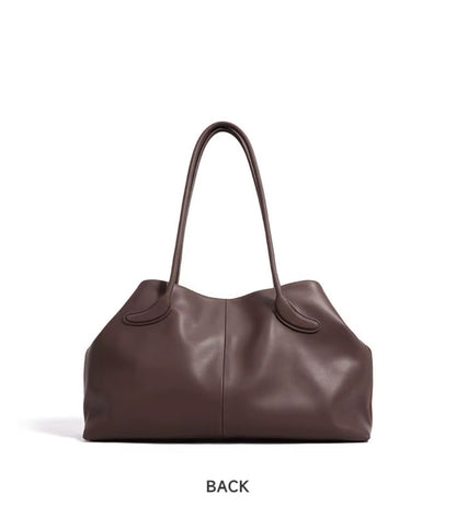 Frosted Cowhide Leather Plush Handle Shoulder Bag With Mini Coin Pouch