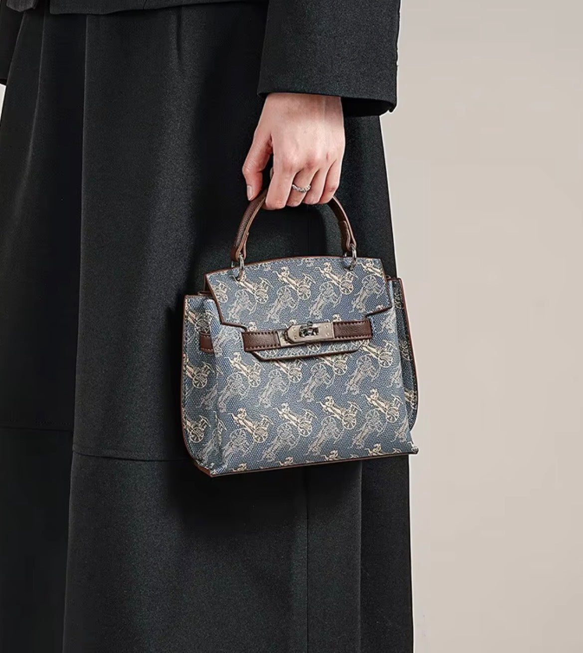 Carriage Blue Structured Top Handle Bag