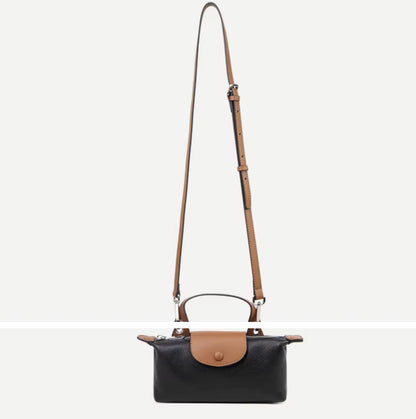 Small Cowhide Genuine Leather Satchel Handbag