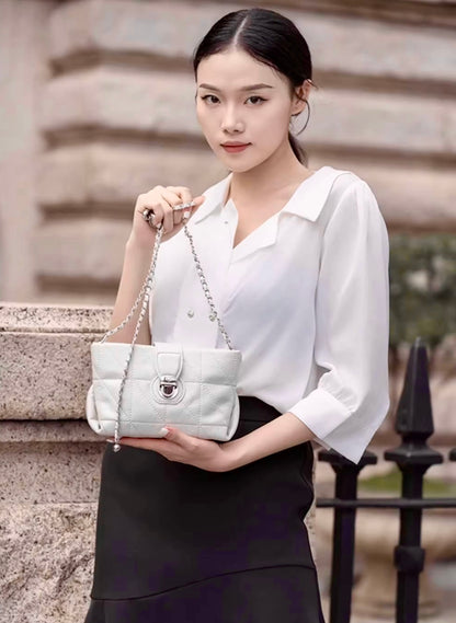 Metal Strap PU Leather Crossbody Bag