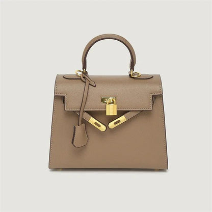 PU Leather-Gold Buckle Handbag - Eyeamsassy