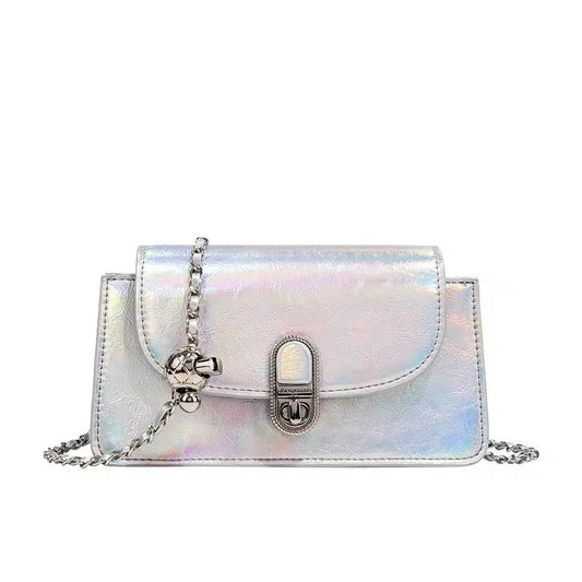 PU Leather Metal Chain Shoulder Bag - Eyeamsassy