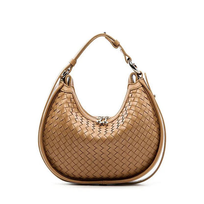 Genuine Leather Large Capacity Woven Hand Bag - Eyeamsassy