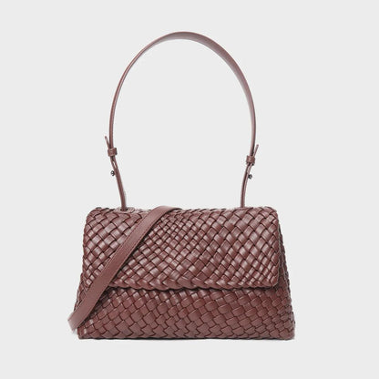 Woven Genuine Leather Tote Bag - Eyeamsassy
