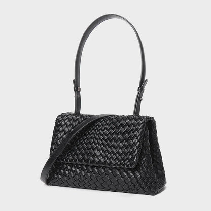 Woven Genuine Leather Tote Bag - Eyeamsassy