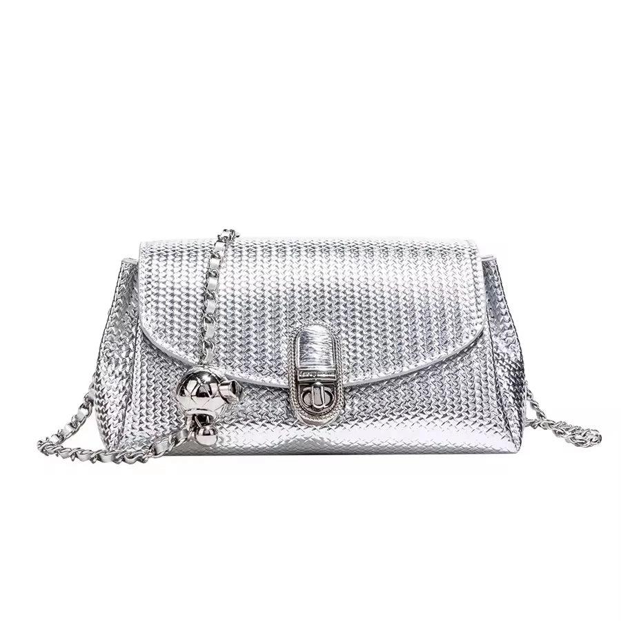 PU Leather Cross-Body Chain Party Bag - Eyeamsassy