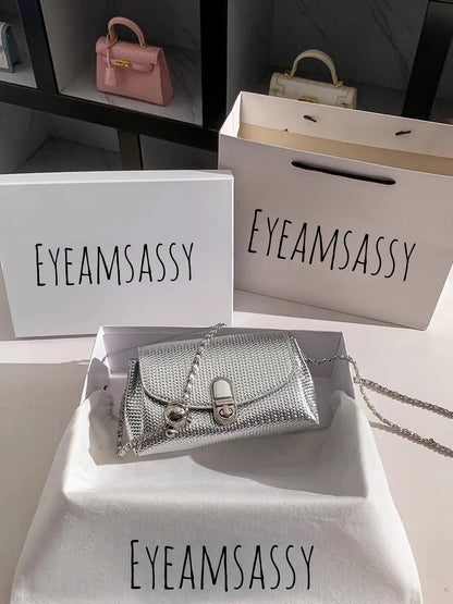 PU Leather Cross-Body Chain Party Bag - Eyeamsassy