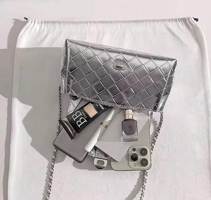 PU Leather Metal Chain Cross-Body Bag - Eyeamsassy